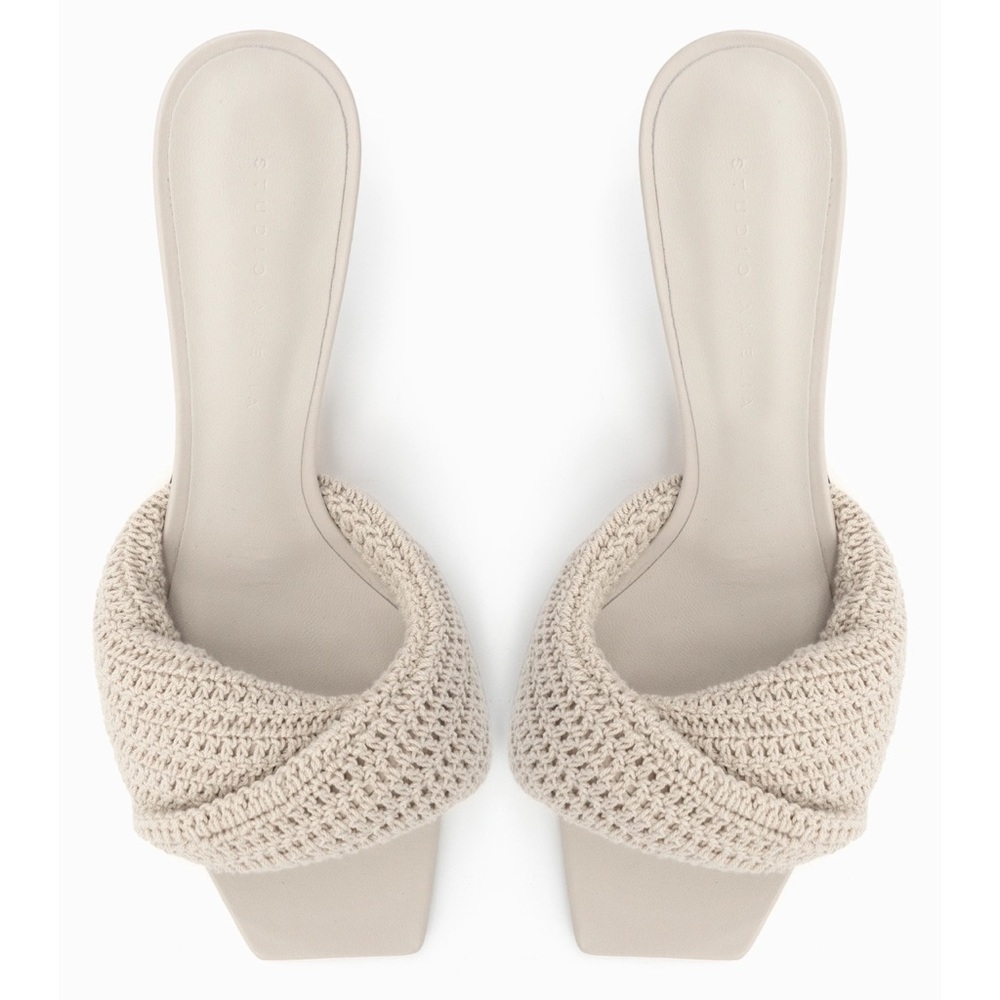 Studio Amelia Twisted Crochet Heel Mules